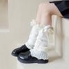 Kinder Mädchen Lolita Beinwärmer Gestrickte Socken Europäischer Stil Leggings Niedliche Spitze Schleife Kleinkind Lange Socken Beinwärmer