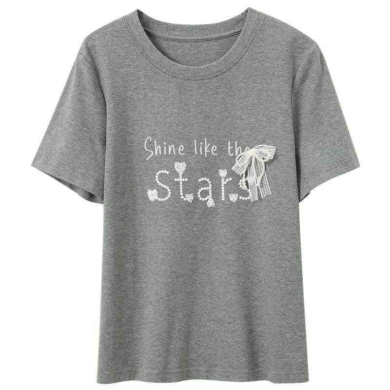 Sancai Plus Size Embroidered Letter T-Shirt M