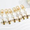 Metal Bee Alphabet Keychain  A-Z 26 Letters Keyring Charms Bag Pendant Jewelry Gift Accessories
