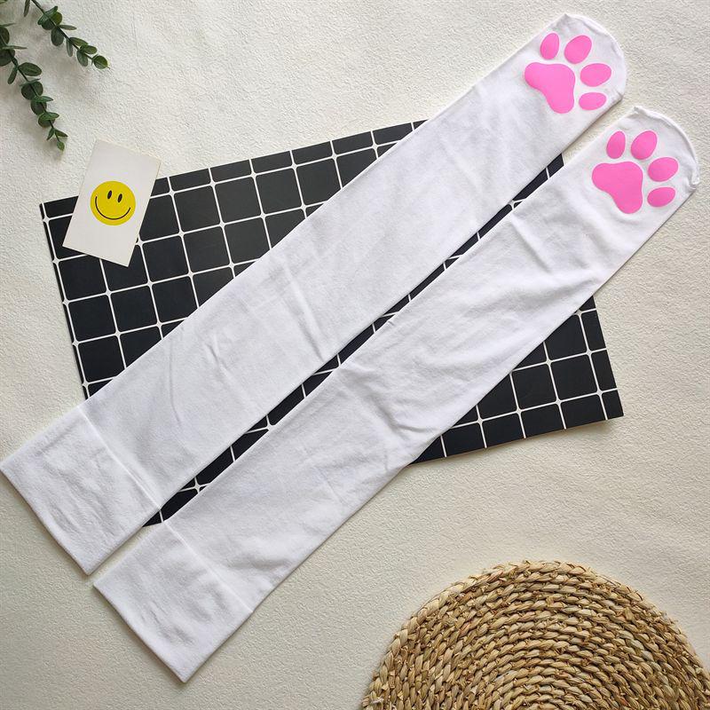 3D Cat Paw Silicone Thigh-High Socks - Cute Anime Lolita JK Style