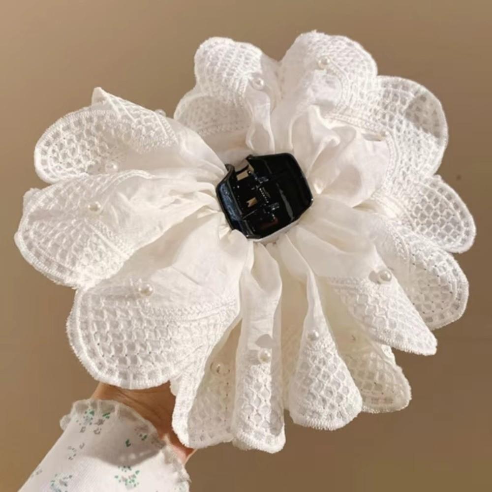 Lace Hair Claws White Flower Shark Clip Fashion Ponytail Hairpin Women