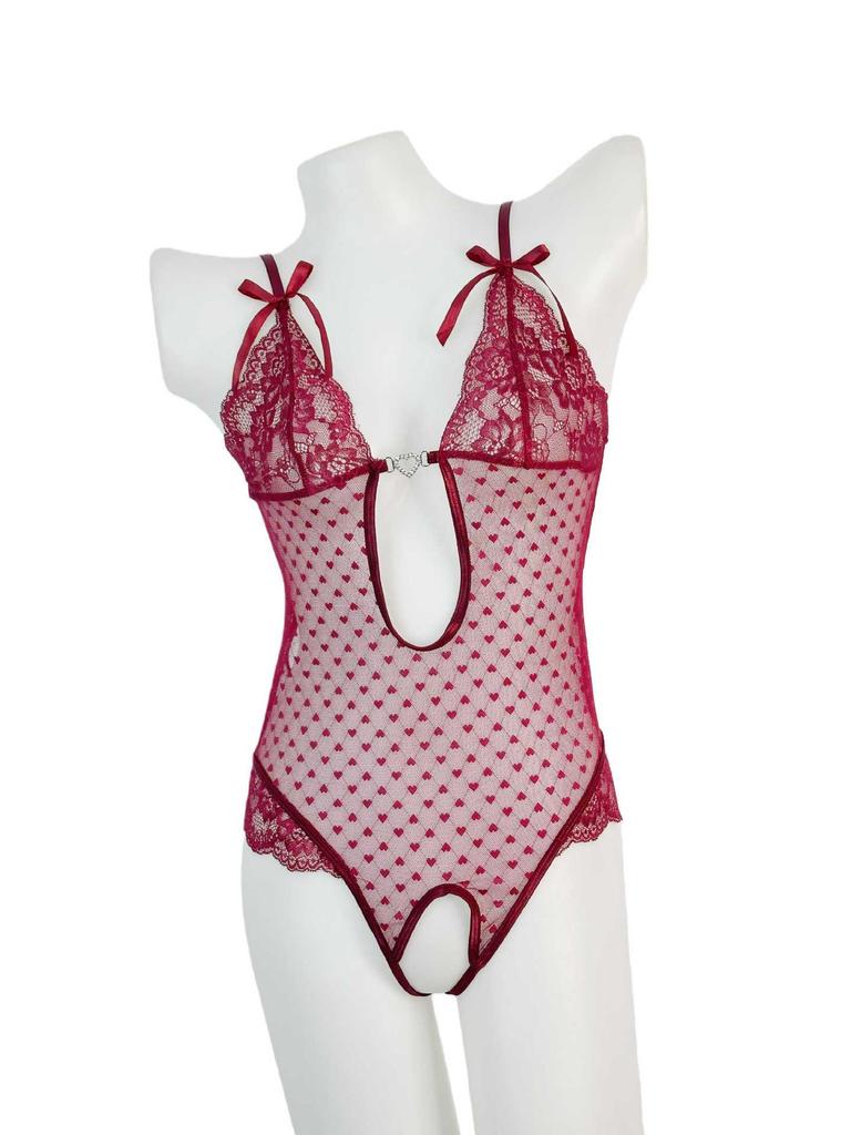 Lace Crotchless Bodysuit - French Flirty See-through Lingerie