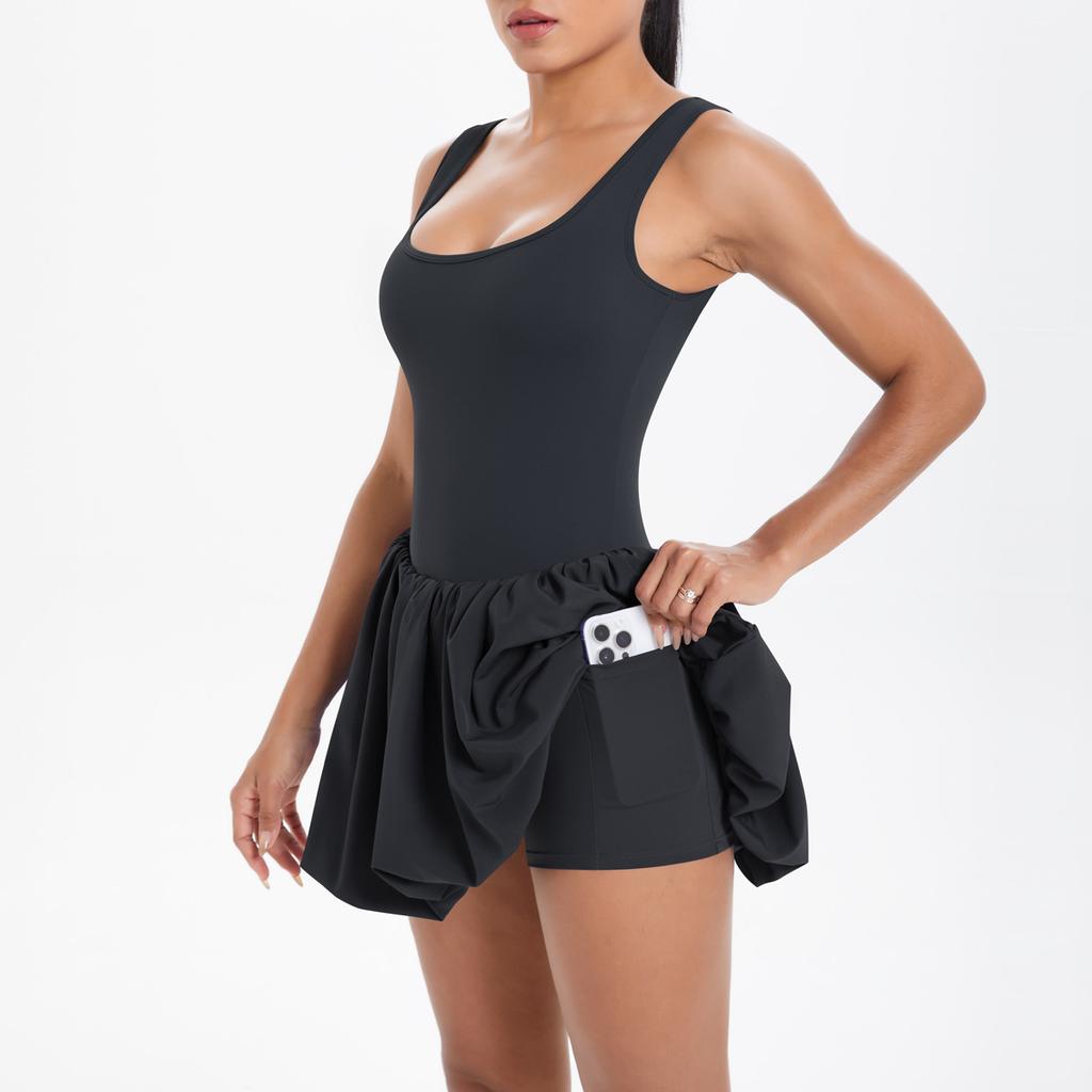 New Nude Fake Two-piece Sports Dress With Anti Glare Base, Outdoor Running And Fitness Tennis Skirt