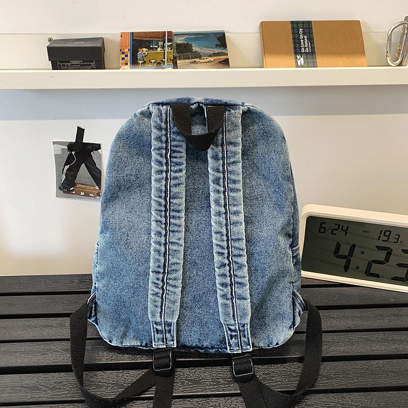 College Style Couple Student Schoolbag Denim Lightweight Backpack