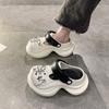 Heightened Thick-soled Non-slip High-end Fashion Hole Shoes 2025 Summer Wear Rhinestone Bag Head Women Cool Slippers Women