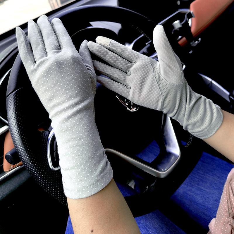 New Fashion Gloves Women Mid-long Summer Cotton Black Print Cycling Thin Touch Screen Bike Car Driving Gloves for Women