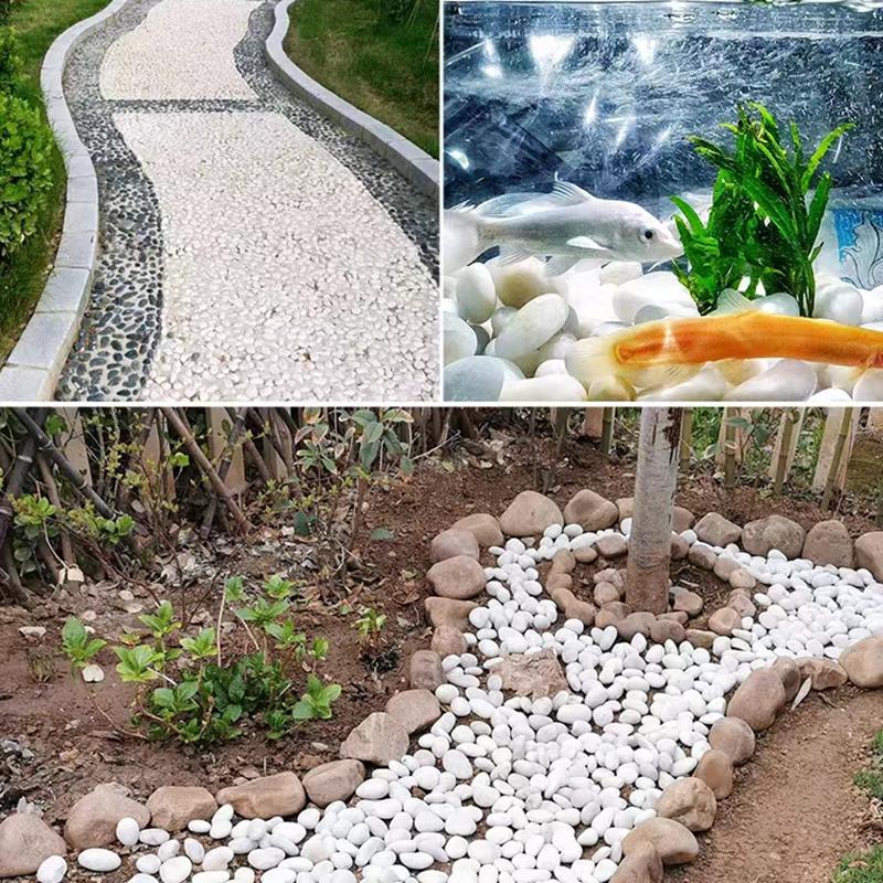 300g/800g 2-3cm White Pebbles, Natural High Polished Potted Fish Tank Decorative Stone, Garden Landscape Decoration Pebbles