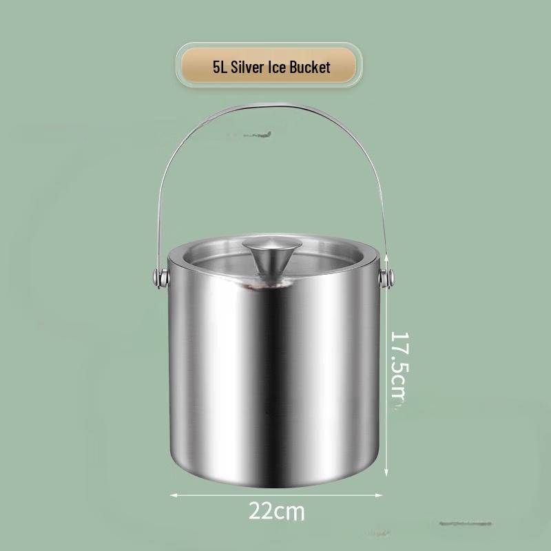 ChuyiBa 5.0L Stainless Steel Insulated Ice Bucket