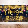 Banner 2026 Background Cloth 150x100CM New Year Wall Decor Cloth New Year Backdrop  Porch Sign