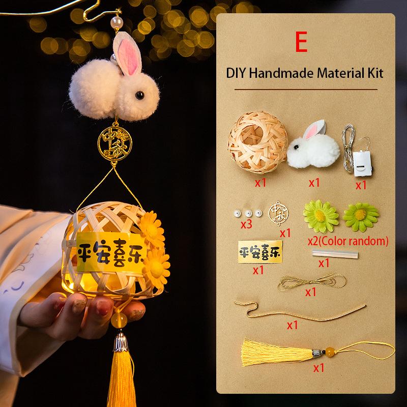 Chinese Mid-Autumn Festival Lanterns New Bamboo Handmade Children's Rabbit Lantern Festive Atmosphere Decoration Handicraft