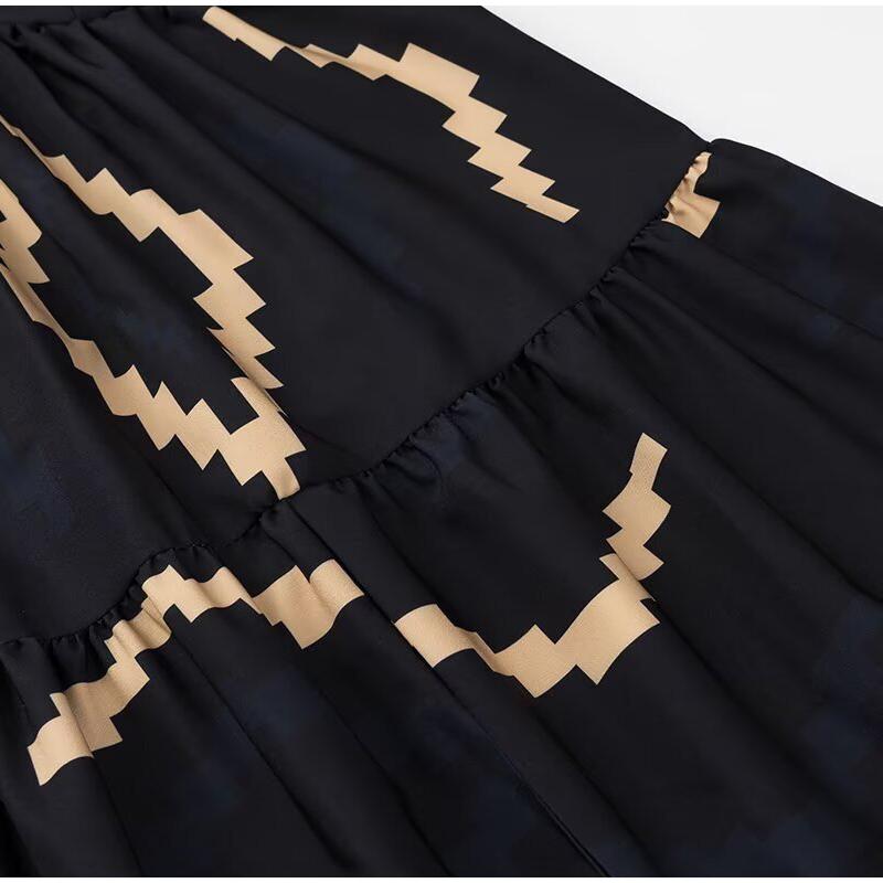 Printed Backless Sleeveless Vent Summer Dress Sexy V-neck High Waisted Sling Women's Dresses