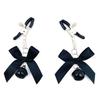 1Pair Bondage Bowknot Nipple Clamps with Small Bell Sexy Metal Breast Stimulation Exotic Accessory Hairball for Women's Sensatio