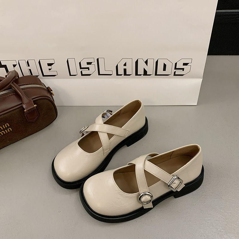 

Универсальные туфли Мэри Джейн с перекрестной пряжкой, женские, весенние, новые, на низком каблуке, ретро, одинарные туфли, с круглым носком, туфли бабушки 35