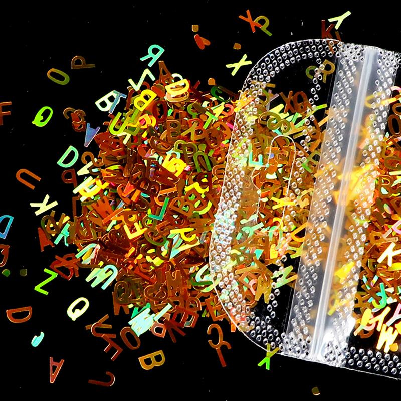 5 barev Abeceda Třpytky Epoxidová Pryskyřice Festival Hunky Dopisy Smíšené Flitry