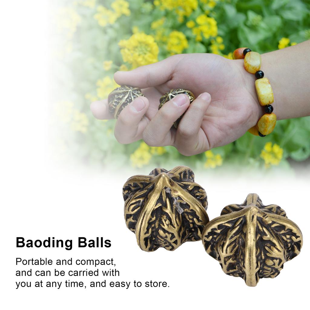 2 Pcs Brass Baoding s Walnuts Hand Exercise Equipment Portable and Compact
