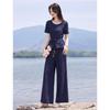 Women's Fashion Short Sleeve Top & Wide Leg Pants Set