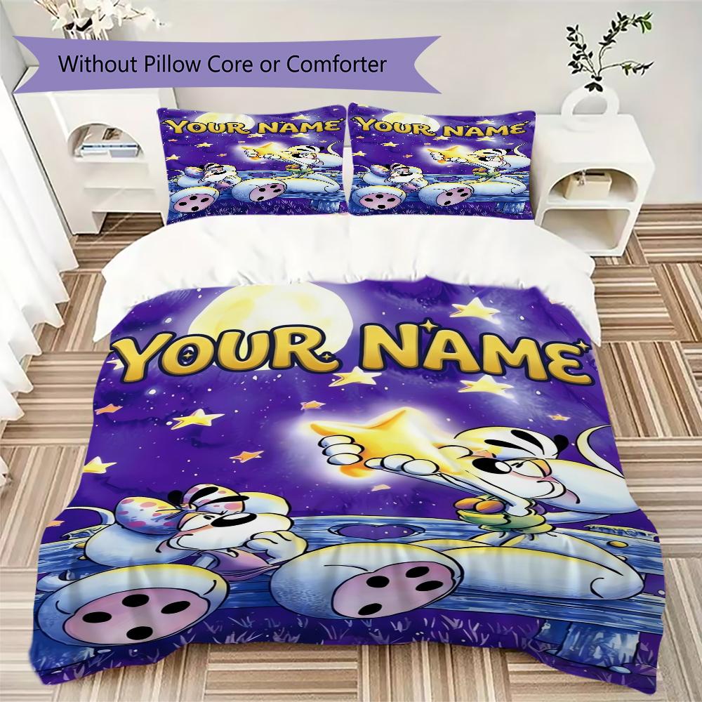 Benutzerdefinierte Diddl Bettwäsche, Steppbett-Set Bettbezug Kissenbezug Zuhause Geburtstagsgeschenk(1 Bettbezug + 2 Kissenbezüge, ohne Füllung)_xia