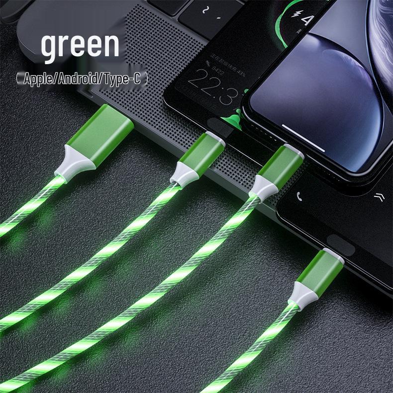 Three-in-One Luminous Fast Charging Cable: Colorful, Glowing, Car-Compatible
