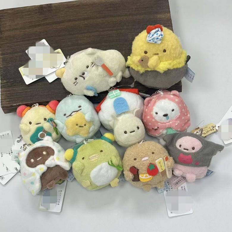 Animal Plush Dolls: Cats, Penguin, Pork Cutlet, and Bear. Hand-Held Bags & Charms