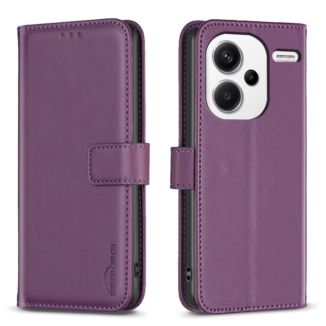 

BINFEN COLOR BF17 For Xiaomi Redmi Note 13 Pro+ 5G Case PU Leather Wallet Cover Dark Purple