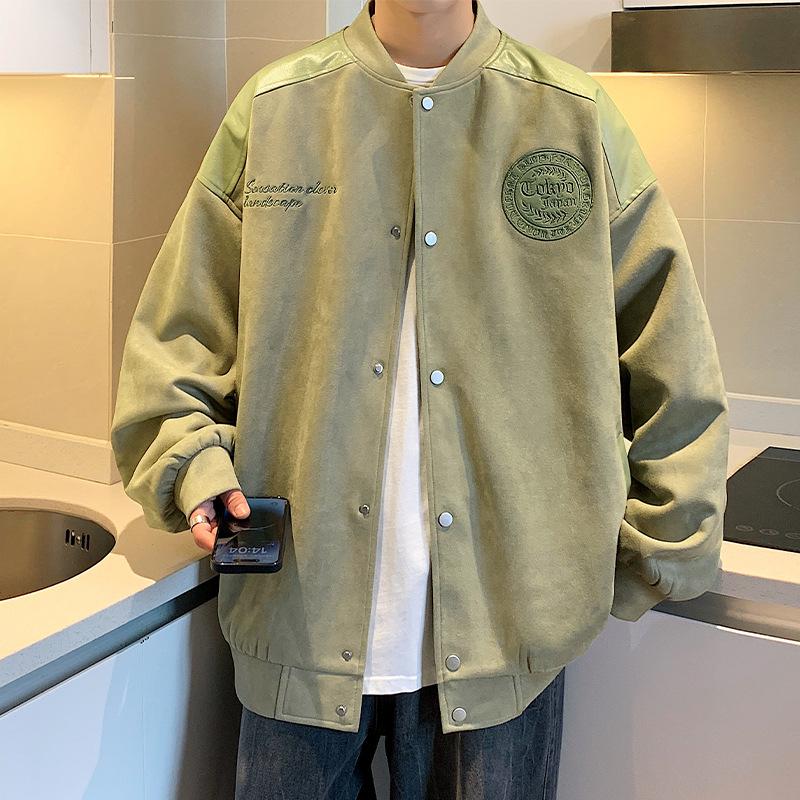 Замшевая мужская куртка весна-осень новый модный бренд повседневный спортивный мужской — фото 7