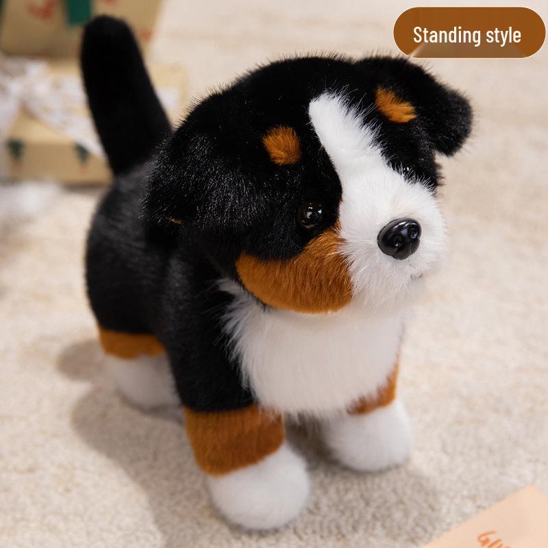 Bernese Mountain & Doberman Dog Plush Toy - Sitting Model Ornament, Children s Day Gift
