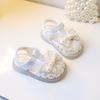 Girls Princess Shoes Cute Pearls Hollowed-out Toddler Sandals Non-slip 2025 Summer New Baby Walking Shoes Soft Sole Sweet Bows