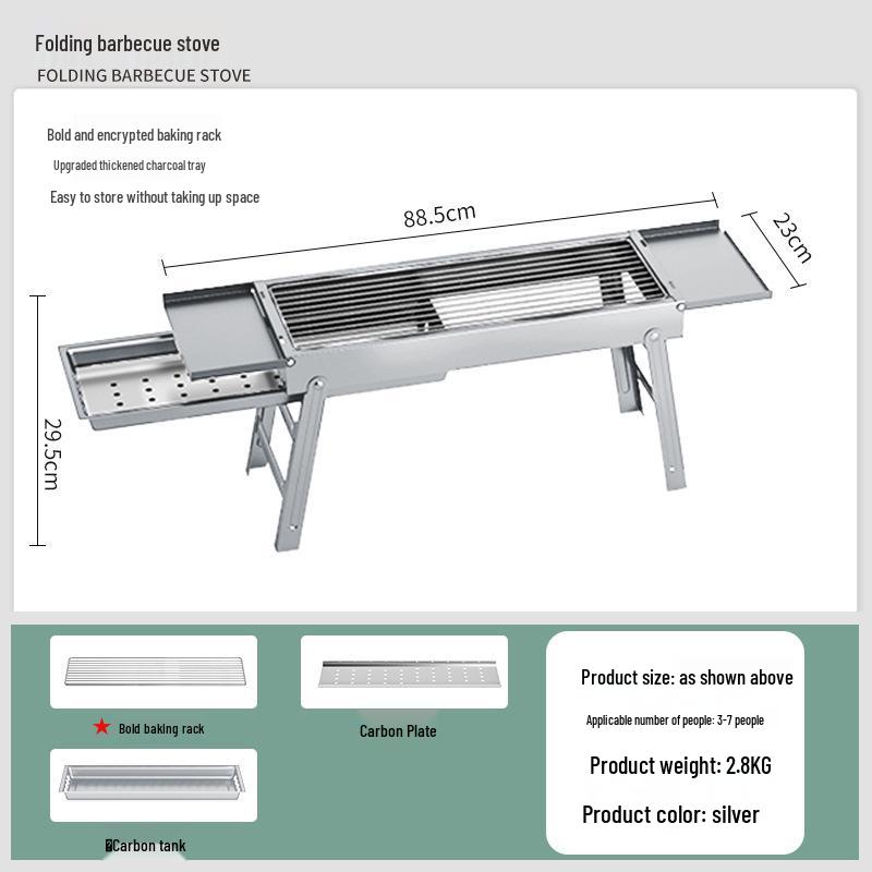 Folding Portable Stainless Steel Charcoal Grill Oven for Outdoor Use