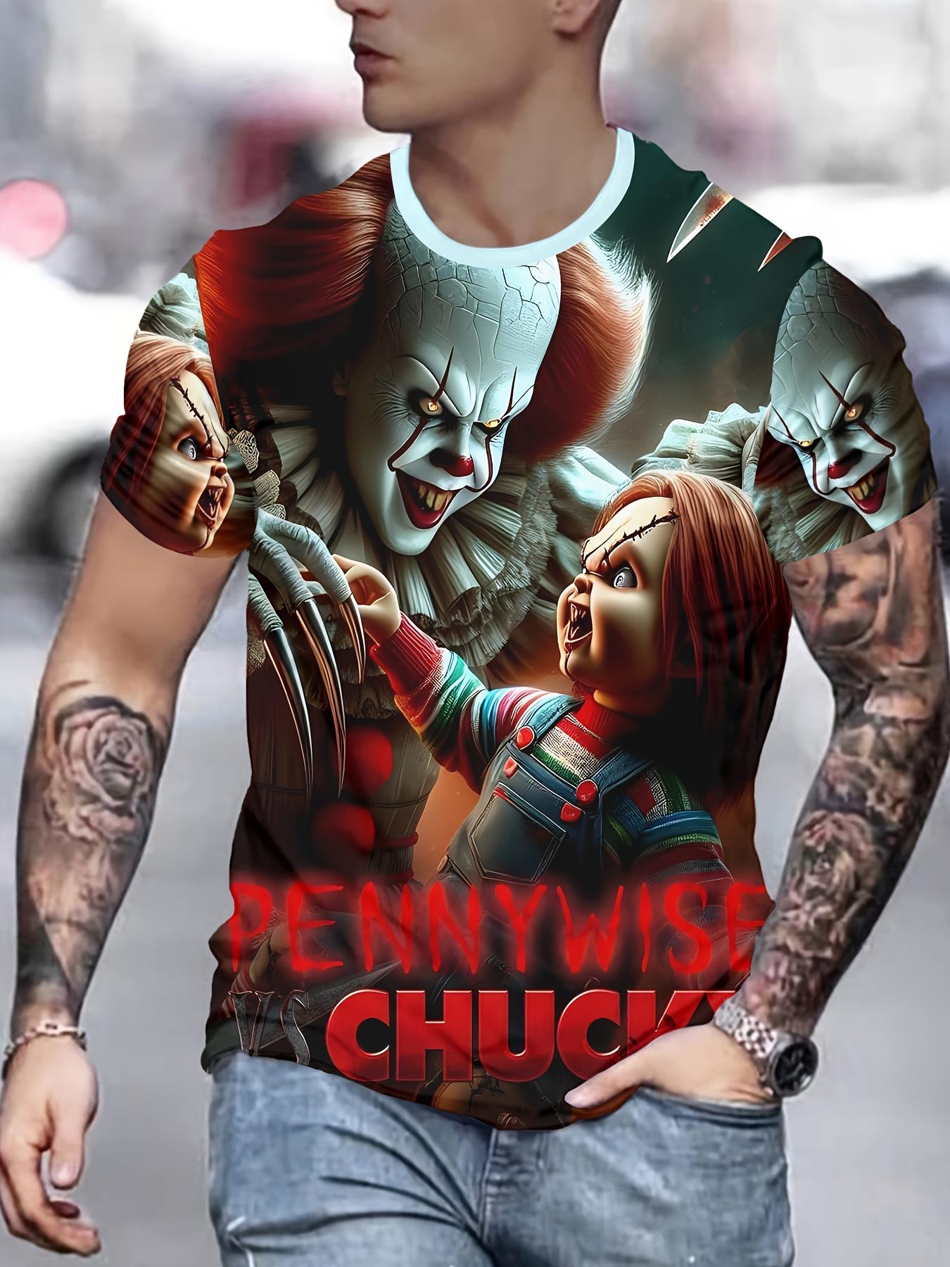 Men s 3D Print Casual T-Shirt – Polyester, Non-Transparen 6XL