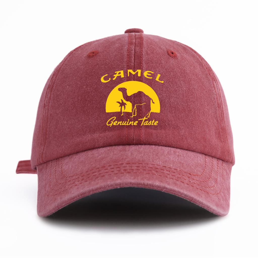 1pz Cappellino da Baseball Lavato con Stampa CAMMELLO per Adulti, Stile Retro Minimalista Casual Morbido Regolabile Cappello da Papà, Perfetto Come Regalo