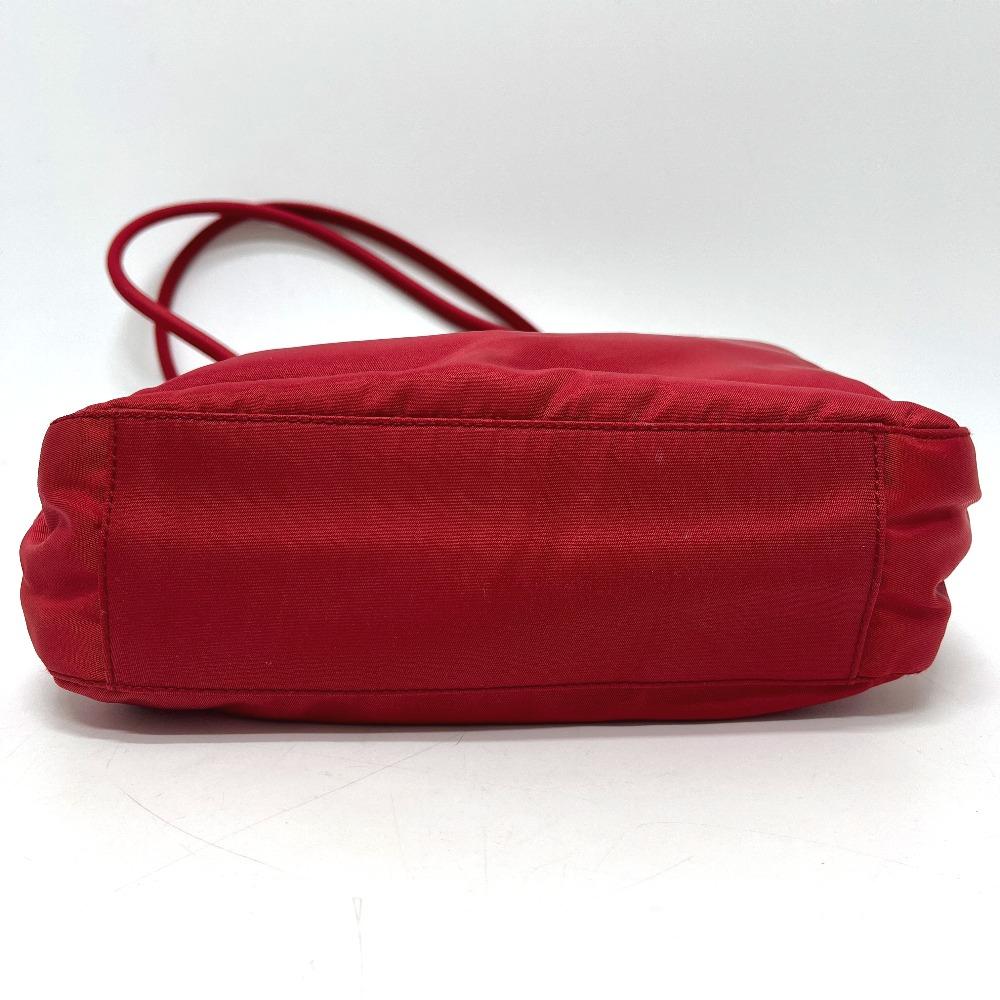 Prada B8725 Logo Tote Bag, Shoulder Bag, Triangle Plate Hand Bag Nylon Red