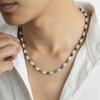 Personalized Simple Imitation Pearl Beads Fashionable Black Geometric Crystal Collarbone Chain Necklace for Men