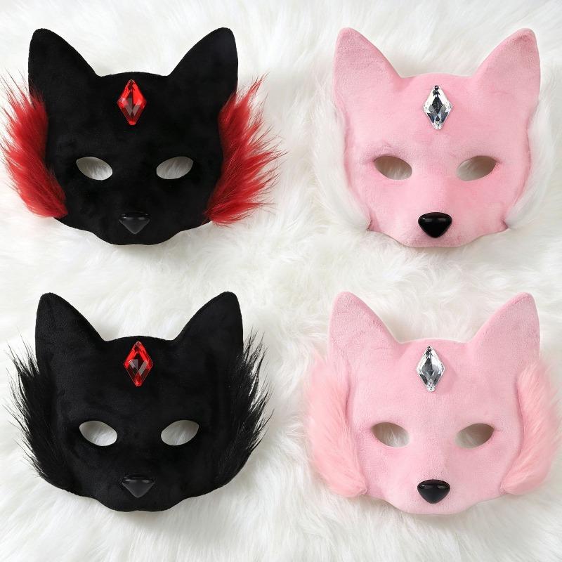 Plush Open-Eye Fox Mask for BDSM Bondage Restraint Training Flirting Teasing Puppy Play Party Costume Kinky Adult Sex Toys Women