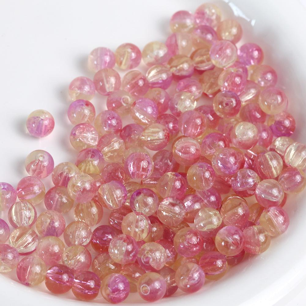 Yori 40pcs 10mm Imitation Crack Glass Beads Round Loose Spacer Beads for Jewelry Making DIY Bracelets Phone Chain Accessories