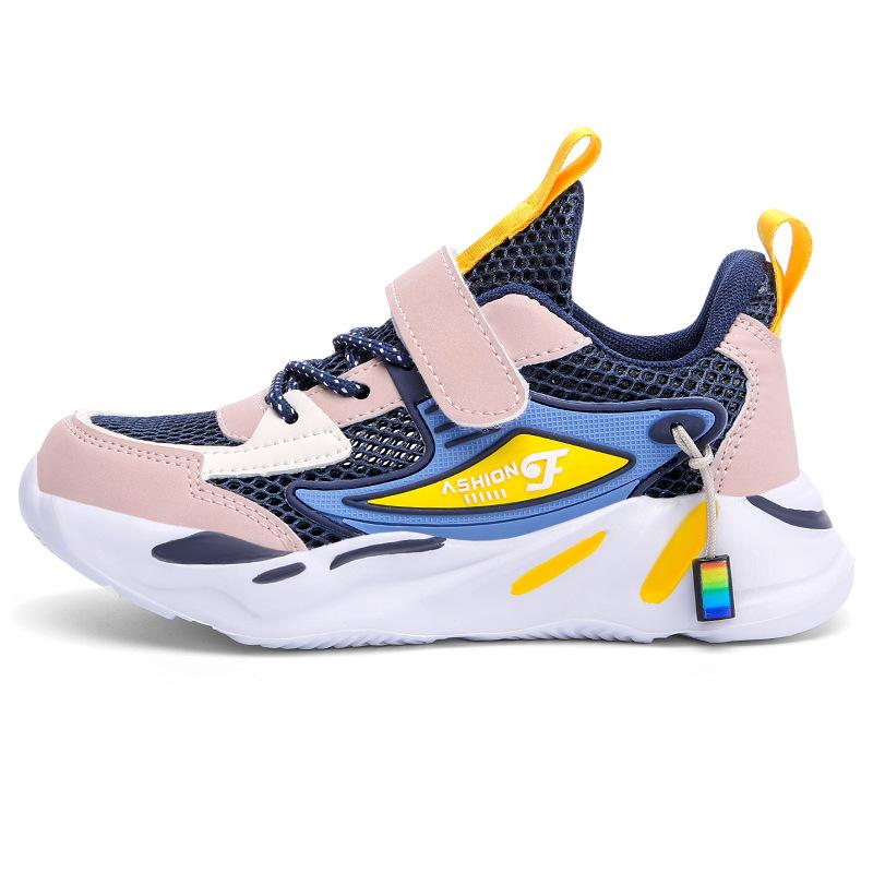 Boys' sneakers 2025 spring and summer new mesh breathable solid bottom dad shoes single net children's casual shoes