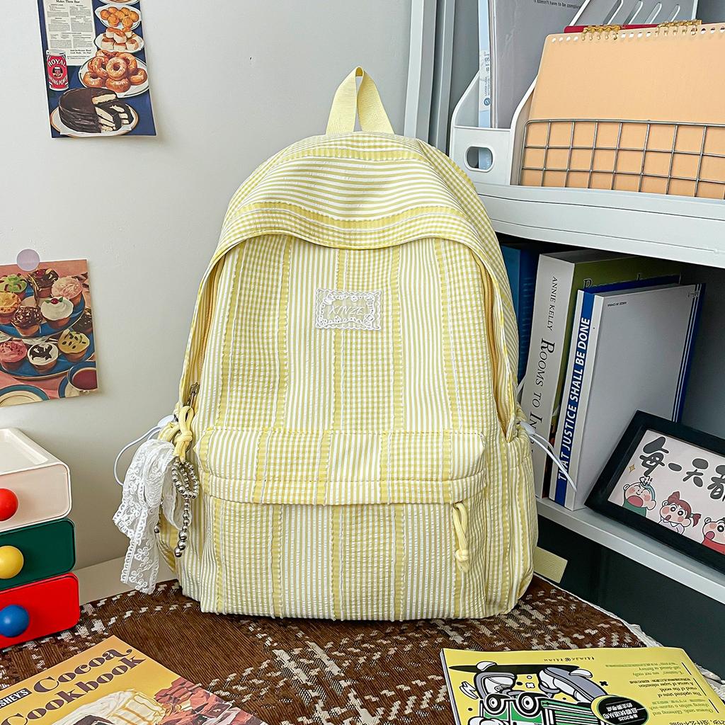 Schoolbag Japanese INS striped backpack 1011 spring/summer new campus high-aesthetic student backpack for women, lightweight small backpack