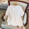 2026 Summer Plus Size Women's Solid Color Slimming Short Sleeve Top - Round Neck, Loose Fit