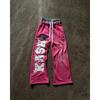 American Letter Patch Retro Double Layer Design Y2K Hose Baggy Jogginghose Herren Hip Hop Gothic Elastische Taille Jogging Freizeithose