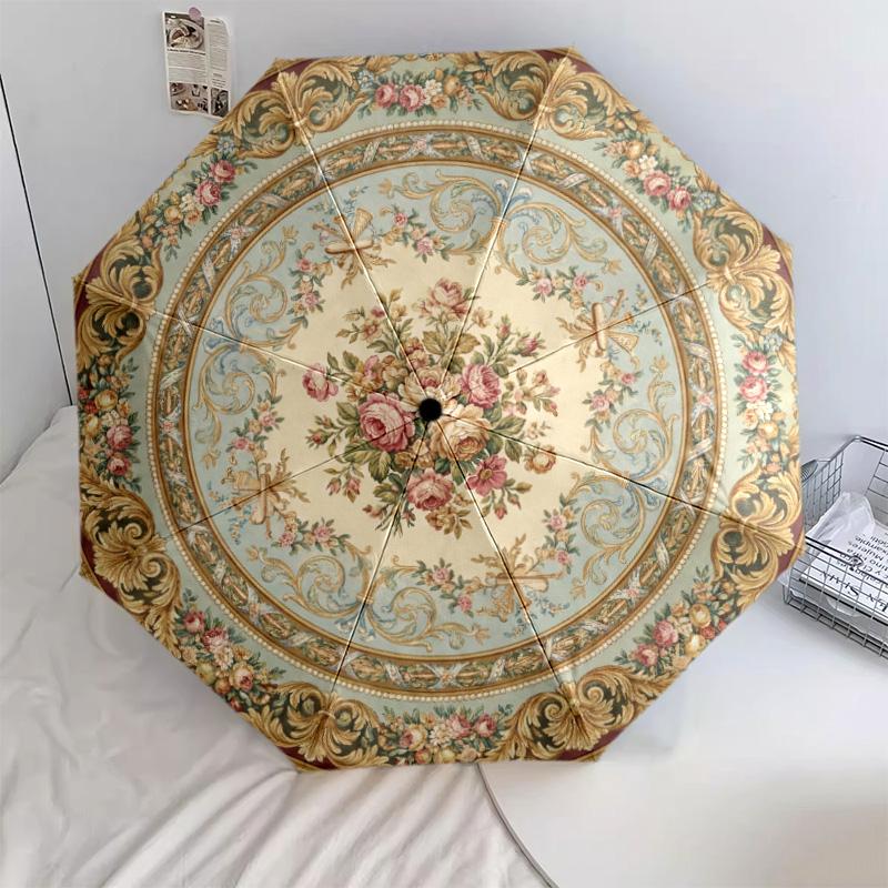 

1 PC Automatic Folding Umbrella -Rose Gorgeous Pattern, Portable & Foldable Design with 8 Ribs, Christmas Birthday Gifts