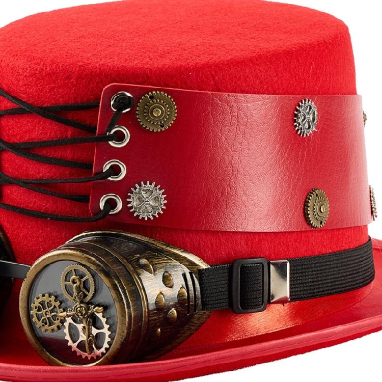 Gothic Magicians Hat with Removable Goggles Theme Party Cosplay Accessory Headwear For Masquerades Stage Show Photography