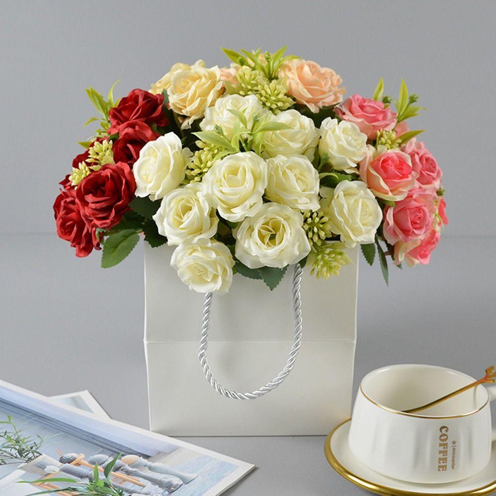 Silk Artificial Rose Bouquet 10 Heads Artificial Flowers  Wedding Decoration Flowers