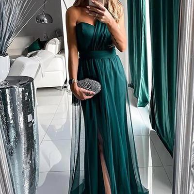 Chic Solid Color Sleeveless Long Evening Dress for European & American Markets