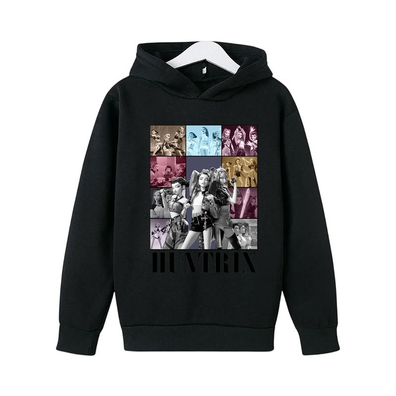 Autumn Kids Long Sleeve K-Pop Demon Hunters Hoodie, Soft Fleece Sweatshirt, Warm Casual Outerwear for Boys and Girls