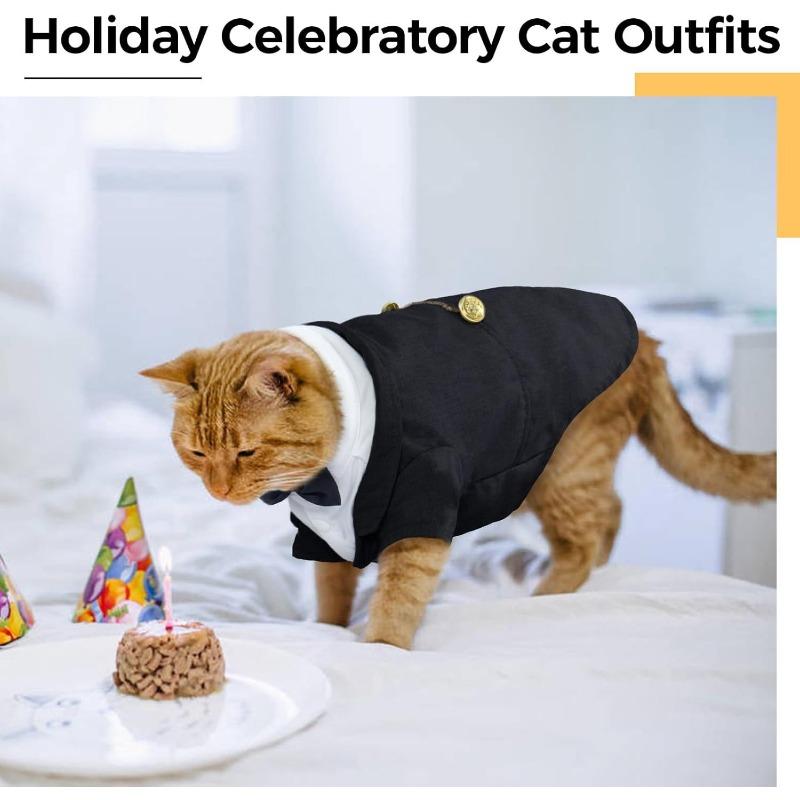 Pet Formal Tuxedo Suit With Bow Tie Classic Black Tailcoat Wedding Party Costume For Cats Small Dogs Photo Shooting Outfit