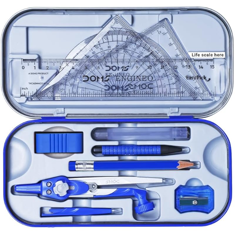 Doms Engineo Geometry Box And Mathematical Drawing Instrument (2 In 1 Convertible Leg Joint)