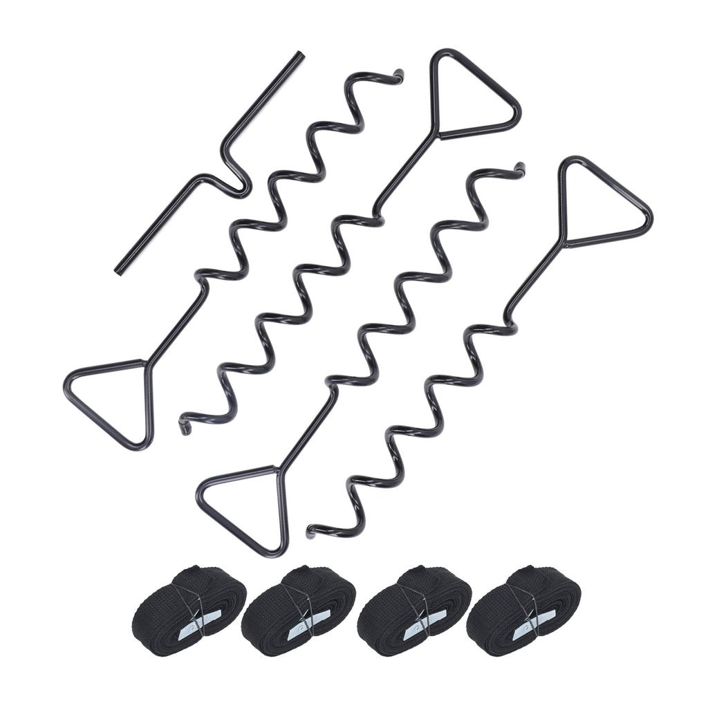 Ground Anchors Multifunctional Steel Stakes Anchor Kit for Trampoline Shed Swing Tent Black