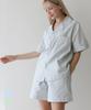 Eiemel Striped Pure Cotton Short Sleeve Pajama Set (Top And Bottom)