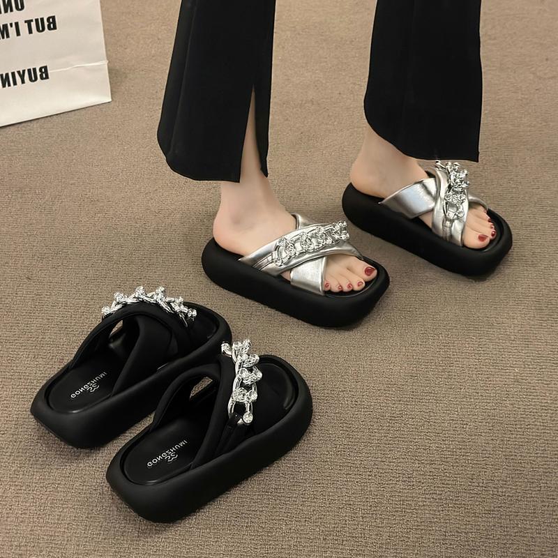 Fashion Slippers Women Summer Female Shoes Luxury Slides Platform 2025 Designer Beach Fashion Scandals Shoes House Slippers Platform Sli