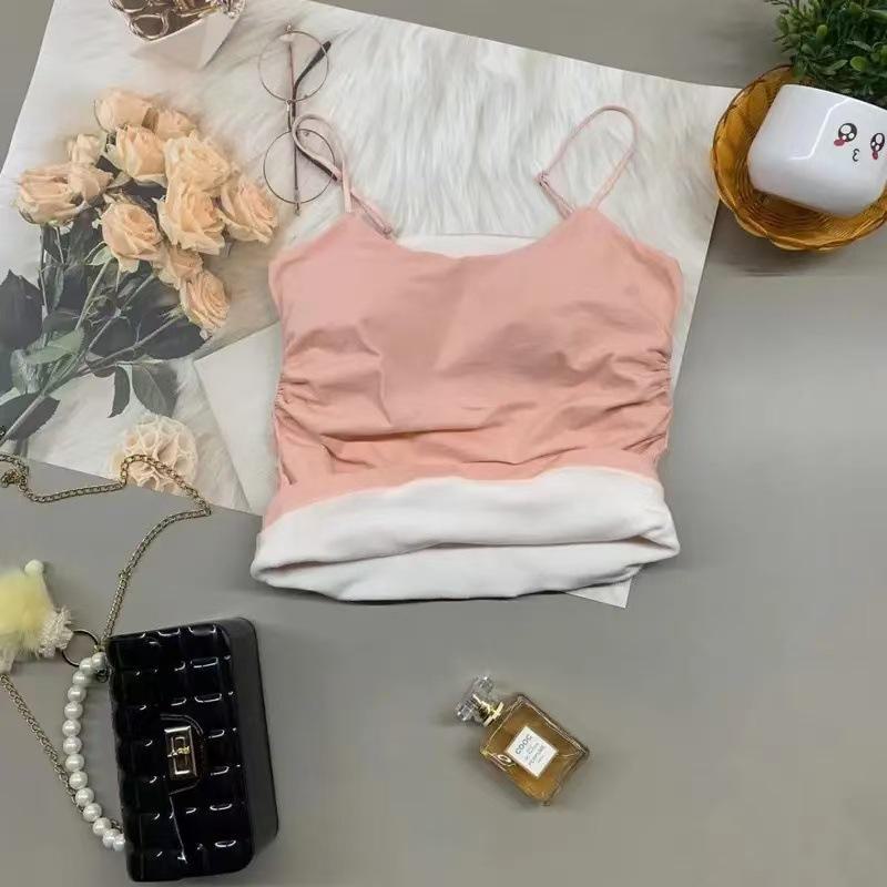 

Женский теплый жилет-комбинезон с плиссированной накладкой на грудь - облегающий крой, бархат, красивая спинка One size [80-125 catties] розовый