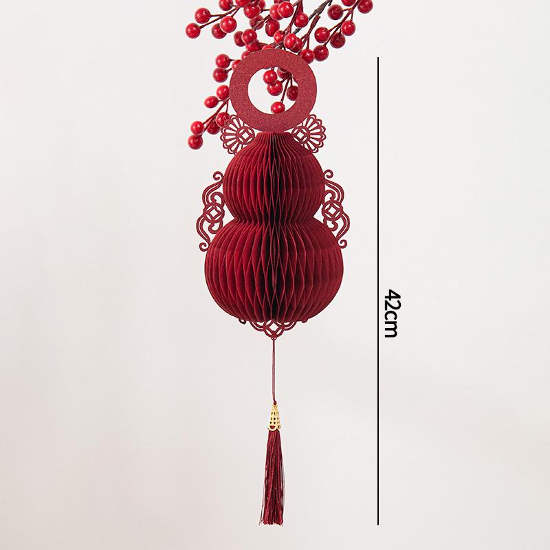 3D Chinese New Year Decorations 2026 Spring Festival Honeycomb Lucky Hanging Ornament Paper Lanterns Ornament with Bell Decor